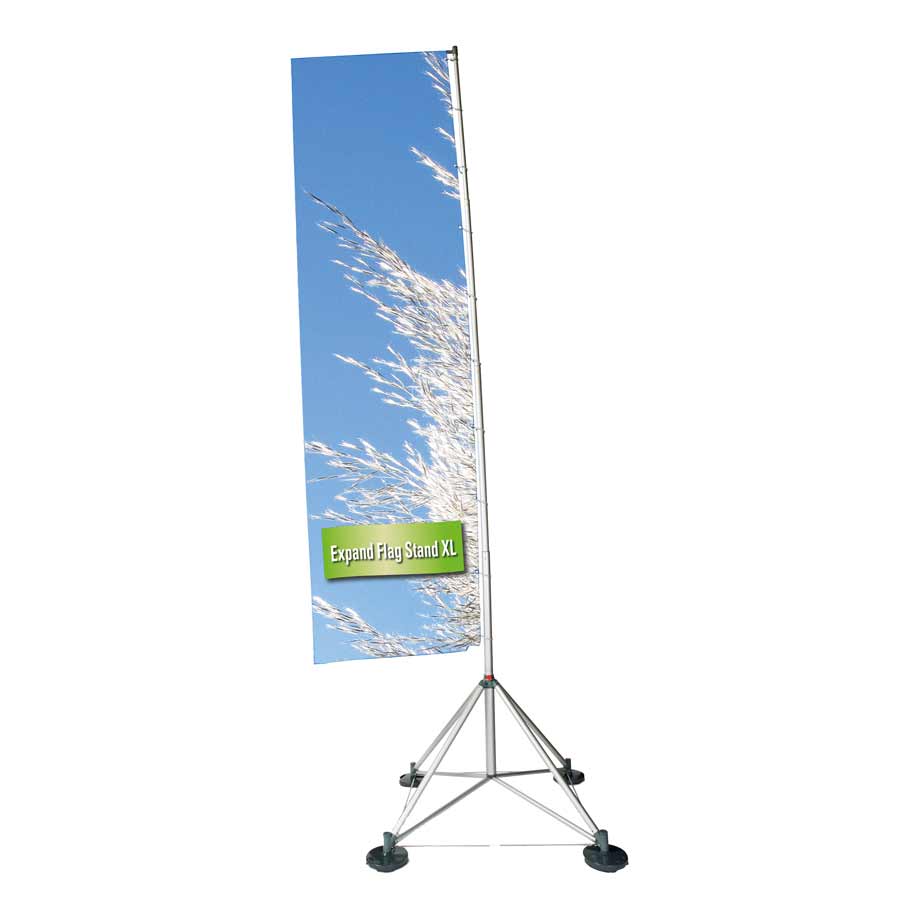 Die Outdoor Expand Flag Stand XL als mobile Präsentationslösung von Medienhaus RETE